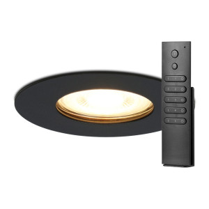 HOFTRONIC 18x Bari Einbaustrahler - Schwarz - Dimmbar - GU10 - 4 Watt 345 lumen - 2700K warmweiß - IP65 Wasserdicht - mit Dimmer und Fernbedienung -