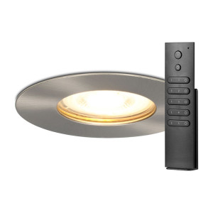 HOFTRONIC 18x Bari Einbaustrahler - Edelstahl - Dimmbar - GU10 - 4 Watt 345 lumen - 2700K warmweiß - IP65 Wasserdicht - mit Dimmer und Fernbedienung -