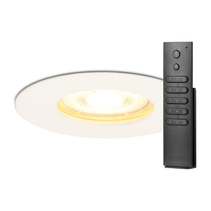 HOFTRONIC 8x Bari Einbaustrahler - Weiß - Dimmbar - GU10 - 4 Watt 345 lumen - 2700K warmweiß - IP65 Wasserdicht - mit Dimmer und Fernbedienung - Bad