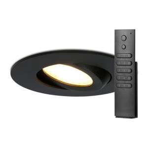 HOFTRONIC 14x Einbaustrahler Napels - Schwarz - Dimmbar - 360° schwenkbar - 39mm Einbautiefe - 8W 570 Lumen - 2700K warmweiß - IP65 wasserdicht - mit