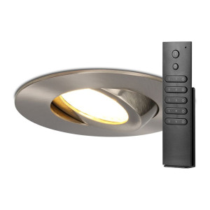 HOFTRONIC 14x Einbaustrahler Napels - Edelstahl - Dimmbar - 360° schwenkbar - 39mm Einbautiefe - 8W 570 Lumen - 2700K warmweiß- IP65 wasserdicht - mit