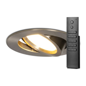 HOFTRONIC 16x LED Einbaustrahler Rome - Edelstahl - 6W 500 lumen - Schwenkbar - Dimmbar - 2700K warmweiß - IP44 Wasserdicht - Inklusive Fernbedienung