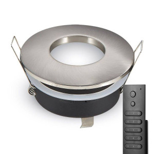 HOFTRONIC 12x LED Einbaustrahler Vegas - Gebürstetes Aluminium - 4 Watt 345 lumen - 2700K warmweiß - IP44 wasserdicht - GU10 - Dimmbar - mit Dimmer