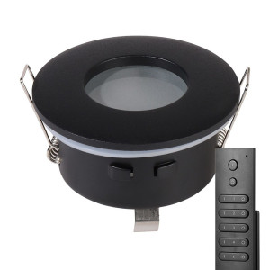HOFTRONIC 8x LED Einbaustrahler Porto - Schwarz - 4 Watt 345 lumen - 2700K warmweiß - IP44 wasserdicht - GU10 - Dimmbar - mit Dimmer und Fernbedienung