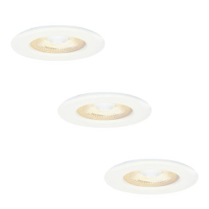 HOFTRONIC 3er Set Nola LED Einbaustrahler - Flach 49mm - 5W 450lm - 2700K warmweiß - Dimmbar - Rund - IP65 Wasserdicht für bad, Innen und außen - Weiß