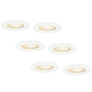HOFTRONIC 6er Set Nola LED Einbaustrahler - Flach 49mm - 5W 450lm - 2700K warmweiß - Dimmbar - Rund - IP65 Wasserdicht für bad, Innen und außen - Weiß