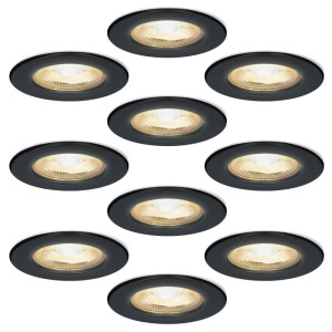 HOFTRONIC 10er Set Nola - LED Einbaustrahler Ultra Flach Einbautiefe 49mm - 5 Watt 450 Lumen - 2700K warmweiß - Dimmbar - Rund - IP65 wasserdicht -