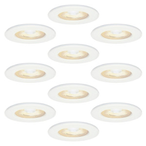 HOFTRONIC 10er Set Nola - LED Einbaustrahler Ultra Flach Einbautiefe 49mm - 5 Watt 450 Lumen - 2700K warmweiß - Dimmbar - Rund - IP65 wasserdicht -