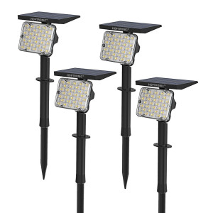 HOFTRONIC 4er Set Eagle Solar Gartenstrahler mit Erdspieß - Inkl. Dämmerungsschalter - PIR Bewegungsmelder - CCT 3000K und 4000K - 4 Lichtmodi - 200lm