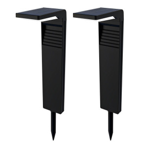 HOFTRONIC Set van 2 Maine Solar padverlichting prikspot - Geschikt voor buiten IP65 - Sfeervol 3000K warm wit licht - 2 lichtstanden - Zwart - 2 jaar