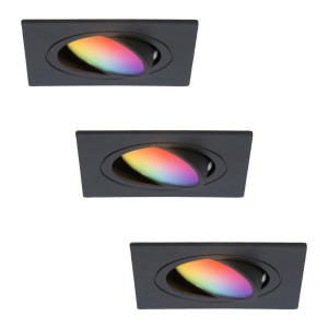 HOFTRONIC SMART 3er Set Mallorca - LED Einbaustrahler - Schwenkbar - 5,5 Watt 345 Lumen - Wifi + Bluetooth - RGBWW - GU10 - Google Home, Amazon Alexa