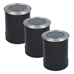 HOFTRONIC Set van 3 Lilly LED Grondspots - Dimbaar - Kantelbaar - GU10 fitting - Rond - IK10 - Tuinspot - Oprit - RVS - IP67 waterdicht