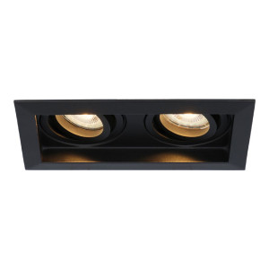 HOFTRONIC Durham Doppel LED Einbaustrahler quadratisch - 8W 690lm - 2700K warmweiß - GU10 - Dimmbar schwenkbar - Für Innen - Schwarz