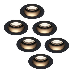 HOFTRONIC 6er Set Mari LED Einbaustrahler - 4W 345lm - 4000K neutralweiß - GU10 - Dimmbar - Rund - IP64 Wasserdicht - Schwarz - Blendfrei