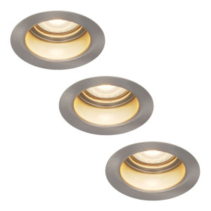 HOFTRONIC 3er Set Mari LED Einbaustrahler - 4W 345lm - 2700K warmweiß - GU10 - Dimmbar - Rund - IP65 Wasserdicht - Edelstahl - Blendfrei