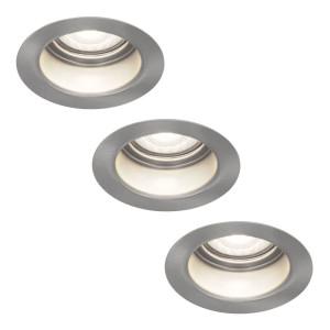 HOFTRONIC Set van 3 Mesa LED inbouwspots verzonken - 4 Watt 345 Lumen - 6500K daglicht wit - GU10 - Dimbaar - Rond - IP64 Waterdicht - RVS -