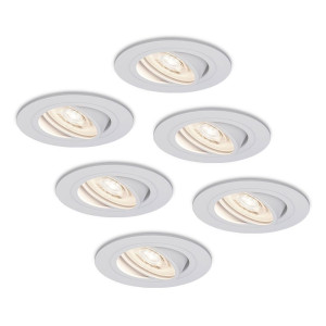 HOFTRONIC 6er Set Pitssburg LED Einbaustrahler- 6W 570lm - GU10 LED-Modul - Extra flach - 4000K neutralweiß - Dimmbar - Schwenkbar - Innen - Weiß