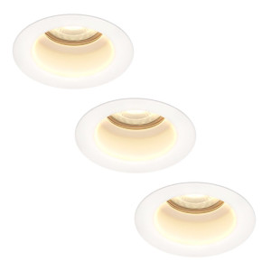 HOFTRONIC 3er Set Mari - LED Einbaustrahler Flach - 6 Watt 570 Lumen - 2700K warmweiß - GU10 LED Modul - Blendfrei - Dimmbar - Rund - IP65 wasserdicht