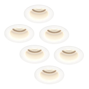 HOFTRONIC 6er Set Mari - LED Einbaustrahler Flach - 6 Watt 570 Lumen - 4000K neutralweiß - GU10 LED Modul - Blendfrei - Dimmbar - Rund - IP65