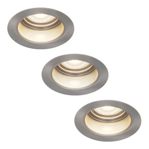 HOFTRONIC 3er Set Mari - LED Einbaustrahler Flach - 6 Watt 570 Lumen - 4000K neutralweiß - GU10 LED Modul - Blendfrei - Dimmbar - Rund - IP65