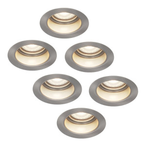 HOFTRONIC 6er Set Mari - LED Einbaustrahler Flach - 6 Watt 570 Lumen - 4000K neutralweiß - GU10 LED Modul - Blendfrei - Dimmbar - Rund - IP65