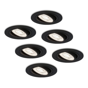 HOFTRONIC 6er Set Miro LED Einbaustrahler - Extra Flach 58mm - GU10 LED-Modul - 6000K tageslichtweiß - Dimmbar - Rund - Schwenkbar - Innen - Schwarz