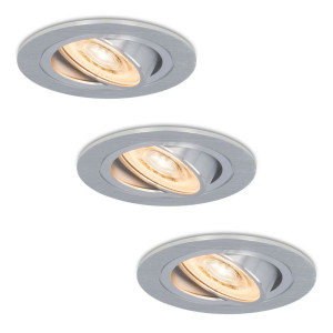 HOFTRONIC Set van 3 Chandler LED inbouwspots - 6W 570lm - GU10 LED Module - 2700K warm wit - Dimbaar - Kantelbaar - IP20 Voor binnen - RVS