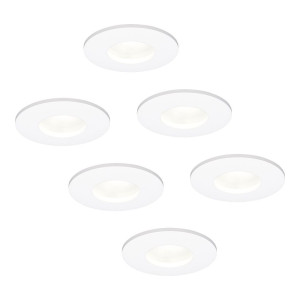 HOFTRONIC Set van 6 Barcelona - LED platte inbouwspots met lage inbouwdiepte 60mm - 3,8 Watt 270 Lumen - 6000K Daglicht wit - GU10 LED Module -