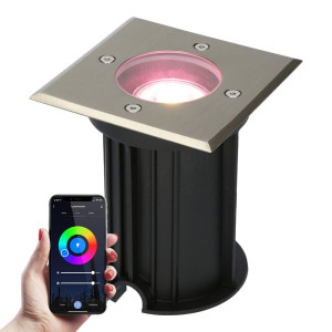 V-TAC Smart Bodeneinbaustrahler außen - Quadratisch - 5,5W 345lm - RGBWW - Wifi + Bluetooth - Steuerbar über App - IP65 wasserdicht - Google Home,