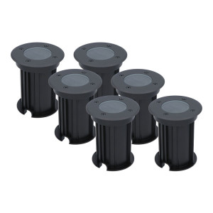 HOFTRONIC Set van 6 Maisy LED Grondspots Rond - Dimbaar - GU10 fitting - Rond - Ø12cm - Tuinspot - Oprit - Zwart - IP67 waterdicht