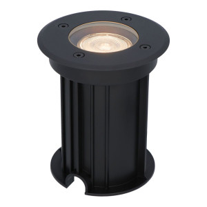 HOFTRONIC Maisy LED Grondspot Rond - Dimbaar - GU10 - 2700K warm wit - 4 Watt 345 lumen - Rond - Ø12cm - Tuinspot - Oprit - Zwart - IP67 waterdicht