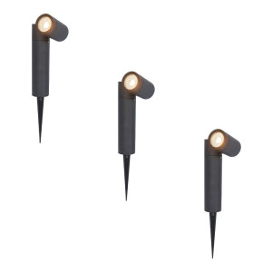 HOFTRONIC Set van 3 Pinero LED prikspots - GU10 4 Watt 345 lumen - Dimbaar - Kantelbaar - 2700K warm wit - IP65 Waterdicht - Zwart - Tuinspots