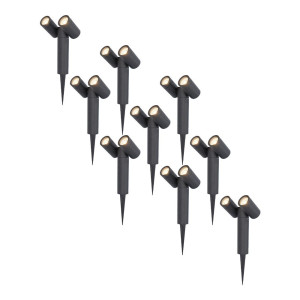 HOFTRONIC Set van 9 Pinero Dubbel LED prikspots - GU10 8 Watt 345 Lumen - Dimbaar - Kantelbaar - GU10 - 4000K neutraal wit - IP64 Waterdicht - Zwart