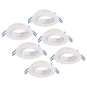 HOFTRONIC 6er Set Balos LED Einbaustrahler - Schwenkbar - Durchmesser 90mm - Rund - GU10 Einbauleuchte - IP20 für den Innenbereich - Weiß