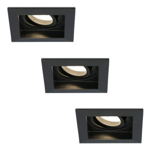 HOFTRONIC Set van 3 Fresno LED inbouwspots vierkant - GU10 - 4 Watt 345 lumen - 2700K Warm Wit - Dimbaar - Kantelbaar - Verzonken - IP20 voor binnen -