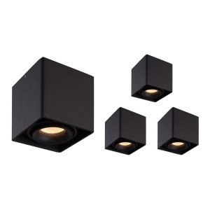 HOFTRONIC 4er Set Esto LED Deckenspot - Eckig - Dimmbar - Schwenkbar - 4W 345lm - 2700K warmweiß - GU10 Fassung - Aufbaustrahler - Innen -