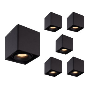 HOFTRONIC 6er Set Esto LED Deckenspot - Eckig - Dimmbar - Schwenkbar - 4W 345lm - 2700K warmweiß - GU10 Fassung - Aufbaustrahler - Innen -