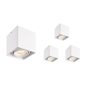HOFTRONIC 4er Set Esto LED Deckenspot - Eckig - Dimmbar - Schwenkbar - 4W 345lm - 2700K warmweiß - GU10 Fassung - Aufbaustrahler - Innen -