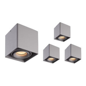 HOFTRONIC 4er Set Esto LED Deckenspot - Eckig - Dimmbar - Schwenkbar - 4W 345lm - 2700K warmweiß - GU10 Fassung - Aufbaustrahler - Innen -