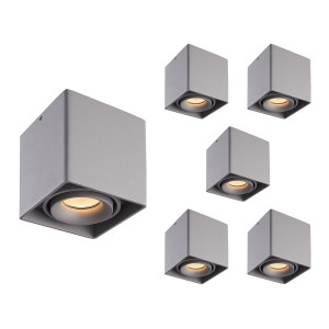 HOFTRONIC 6er Set Esto LED Deckenspot - Eckig - Dimmbar - Schwenkbar - 4W 345lm - 2700K warmweiß - GU10 Fassung - Aufbaustrahler - Innen -