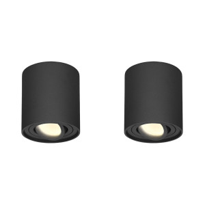 HOFTRONIC 2er Set Ray LED Deckenspot - Rund - Dimmbar - Schwenkbar - 4 Watt 345lm - 2700K warmweiß - GU10 Fassung - Aufbaustrahler - IP20 Innen -