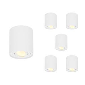 HOFTRONIC 6er Set Ray LED Deckenspot - Rund - Dimmbar - Schwenkbar - 4 Watt 345lm - 2700K warmweiß - GU10 Fassung - Aufbaustrahler - IP20 Innen -