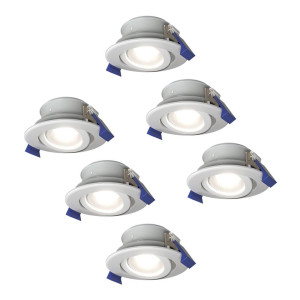 HOFTRONIC 6er Set Lima LED Einbaustrahler - 4W 345lm - 6500K tageslichtweiß - GU10 - Dimmbar - Rund - Schwenkbar - IP65 Wasserdicht - Weiß - Für Bad,