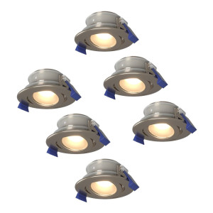 HOFTRONIC Set van 6 Lima LED inbouwspots - 4 Watt 345 Lumen - 4000K neutraal wit - GU10 - Dimbaar - Rond - Kantelbaar - IP65 Waterdicht - RVS - Voor