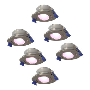 HOFTRONIC SMART 6er Set Lima Smart Einbaustrahler - Wifi + Bluetooth - RGBWW - GU10 - Schwenkbar - Google Home, Amazon Alexa und Siri - IP65