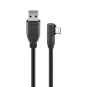 Goobay USB 3.2 GEN 1 (USB3.0) Verbindungskabel - USB-C zu USB-A - 5Gbit/s - USB-Adapter - OTG-Kabel - 90° - 0.5m - Schwarz
