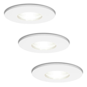 HOFTRONIC 3x Barcelona LED Inbouwspots - Dimbaar - 4 Watt 6500K Daglicht wit - GU10 Fitting - IP44 - Wit - Voor binnen, buiten en badkamer
