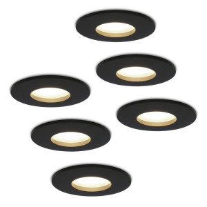 HOFTRONIC 6x Porto LED Inbouwspots - Dimbaar - 4 Watt 4000K - Neutraal Wit - IP44 Zwart