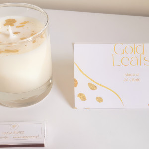 Personalizowana świeca sojowa | 50-55 godzin palenia, 24-karatowe złoto | Prezent | Voucher | Karta podarunkowa | Bon | Cena