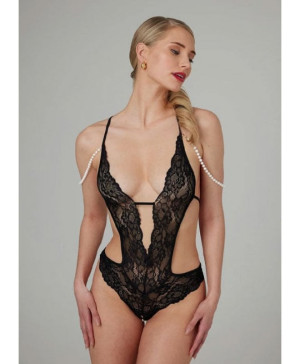 EQOM Purchasing B.V. Christine - Pearl and Lace Body Cleo Black, str. L/XL